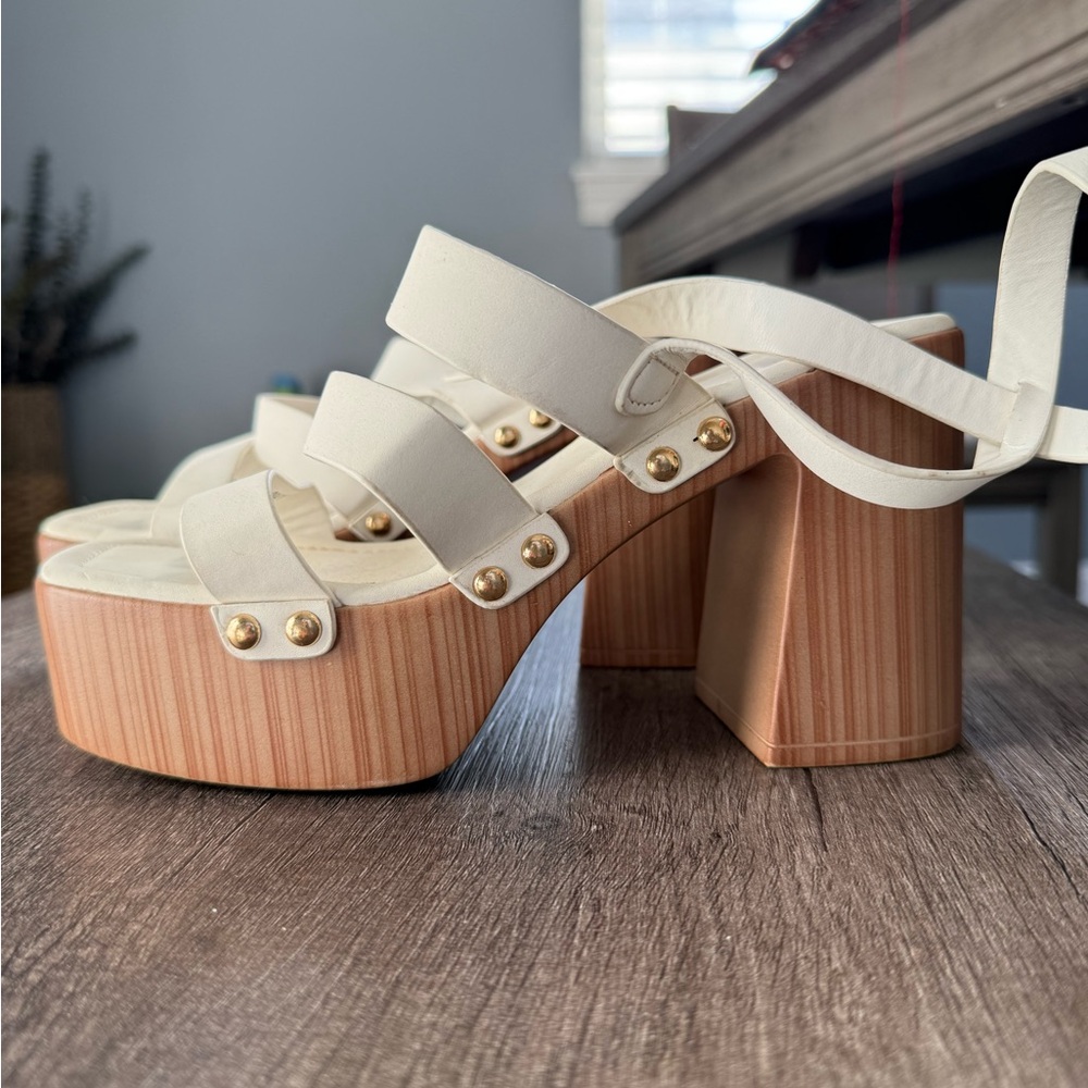 Forever 21 Cream and Tan Platform Heels
